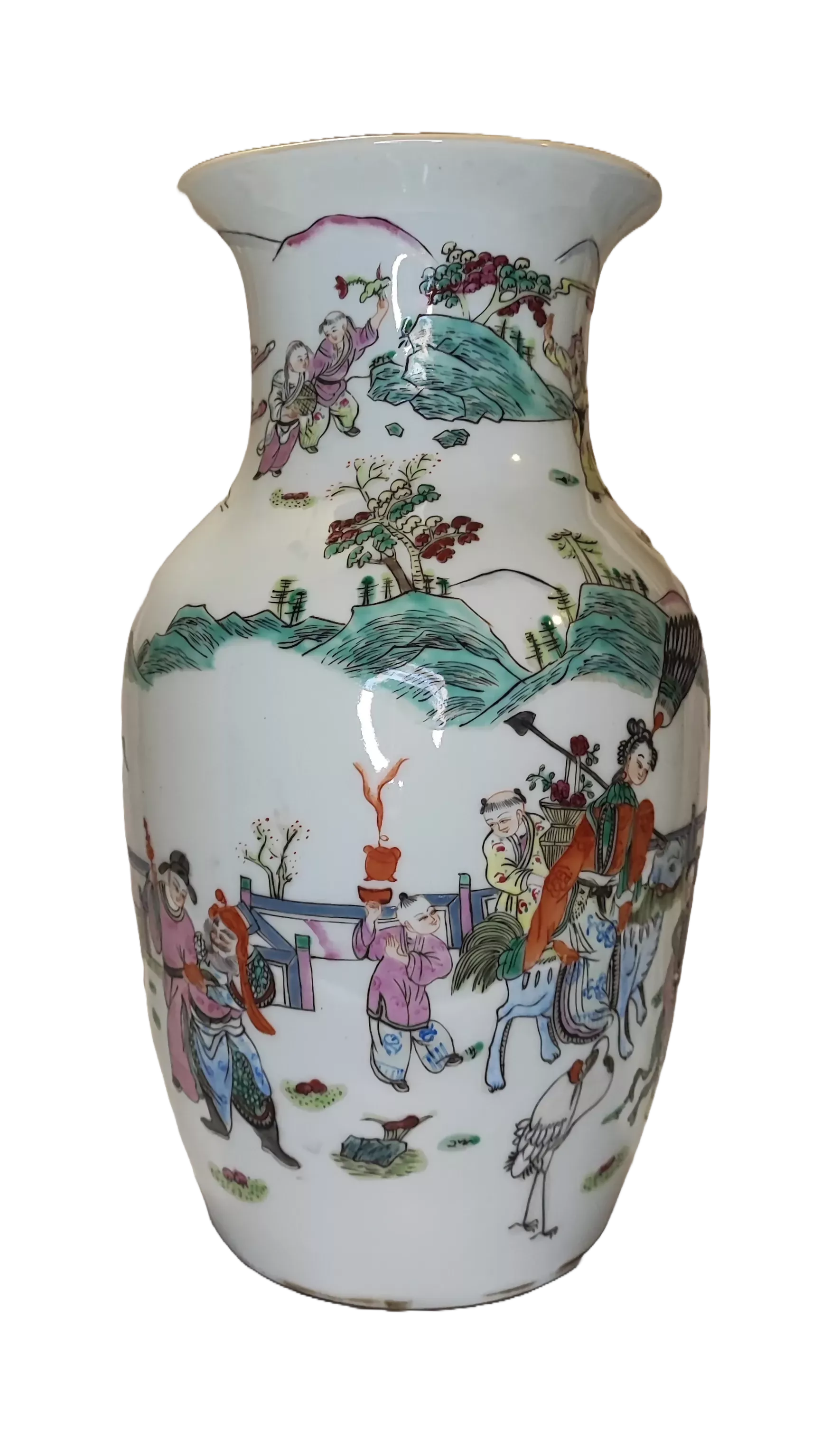 Vaso a pennello in porcellana cinese famille rose TONGZHI