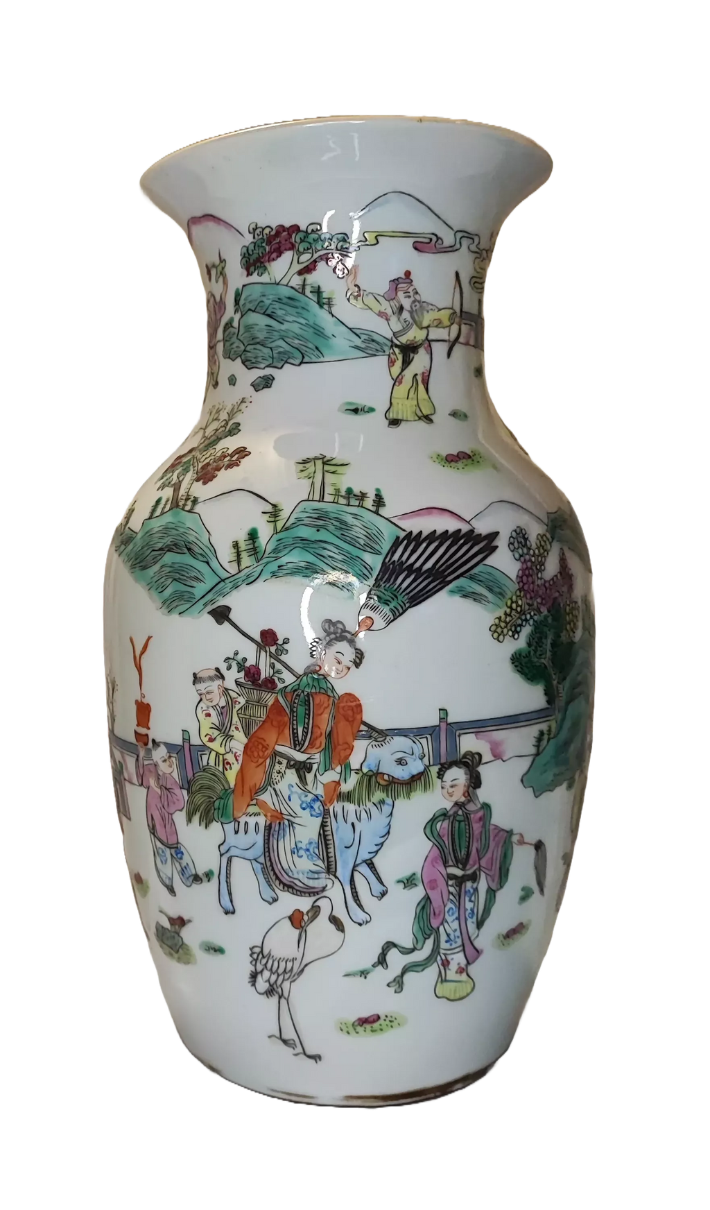 Vaso a pennello in porcellana cinese famille rose TONGZHI
