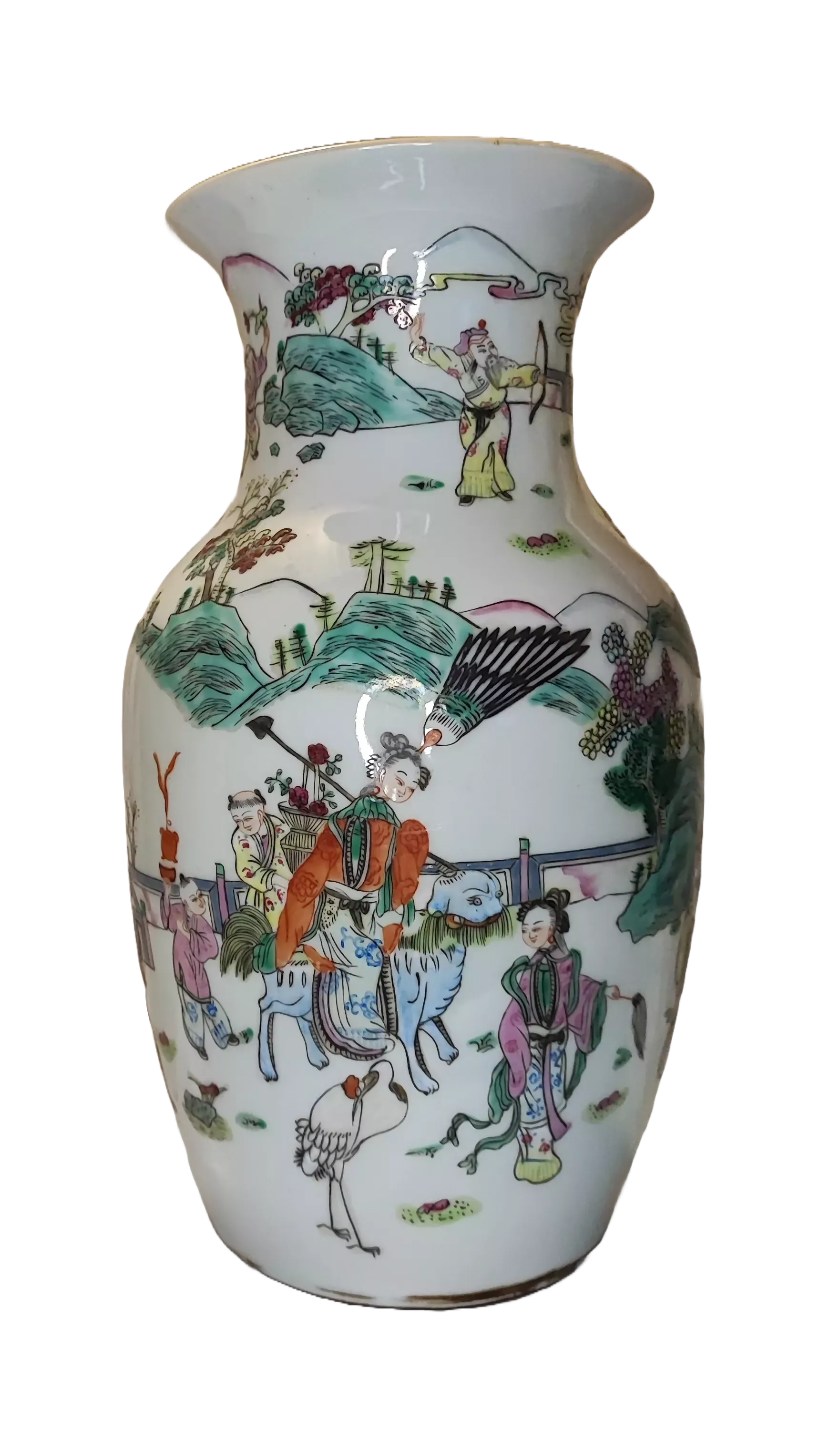Vaso a pennello in porcellana cinese famille rose TONGZHI