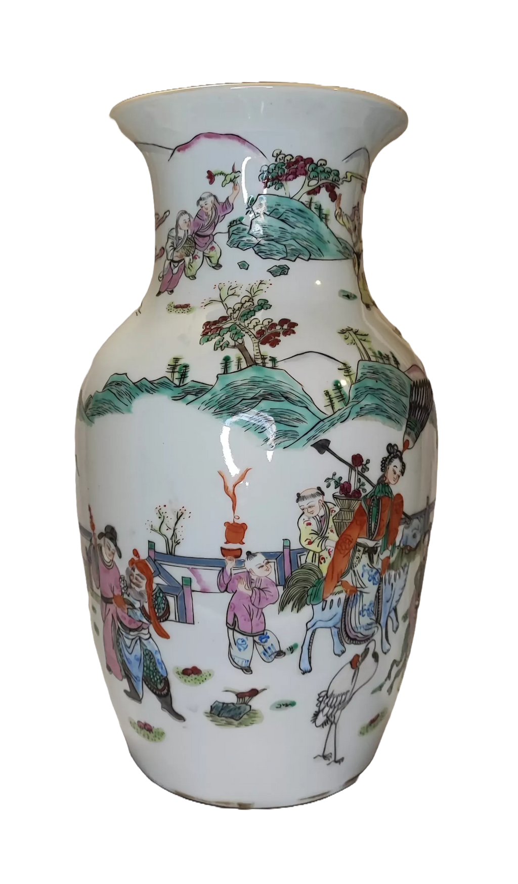 Vaso a pennello in porcellana cinese famille rose TONGZHI