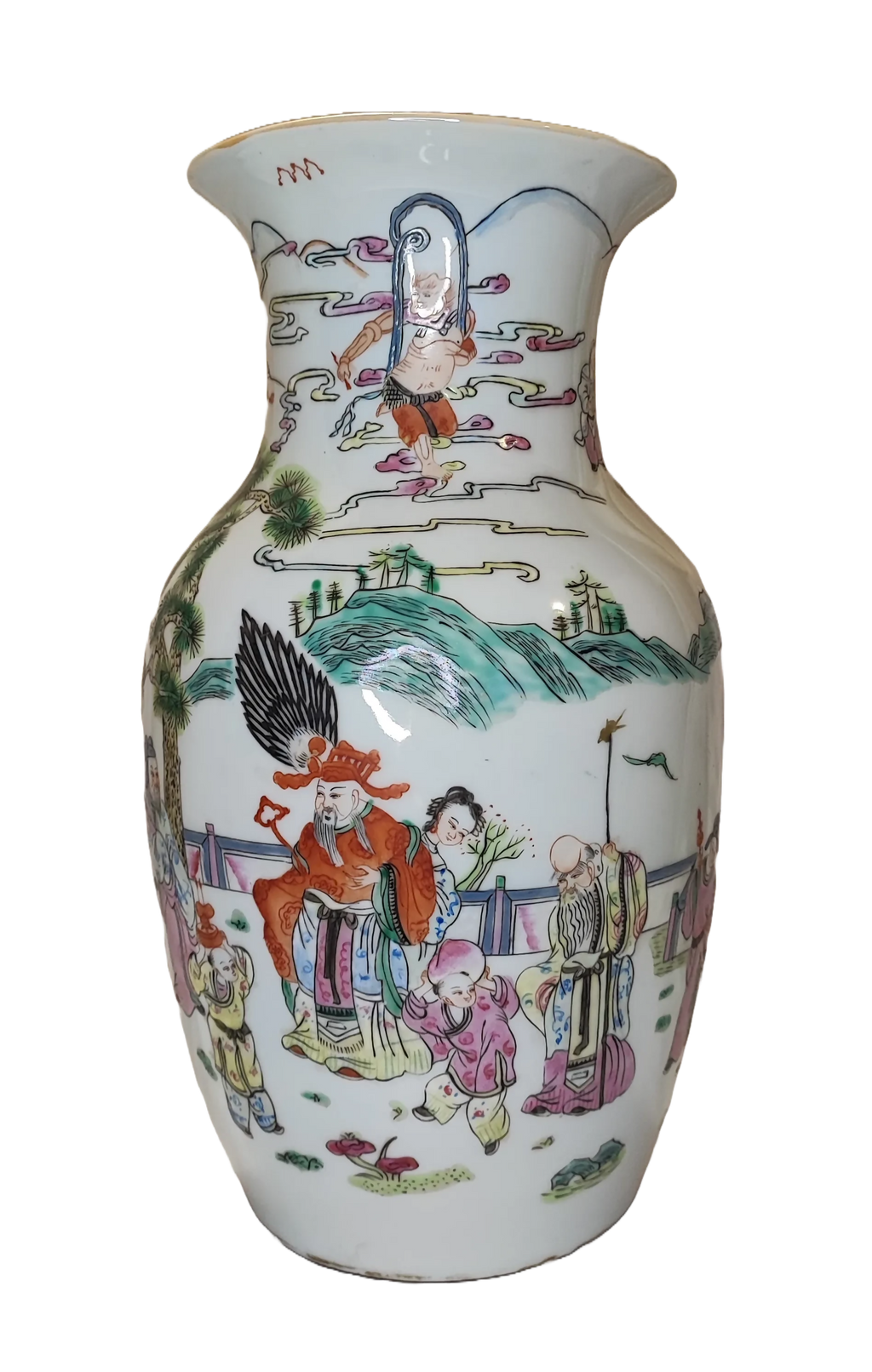 Vaso a pennello in porcellana cinese famille rose TONGZHI
