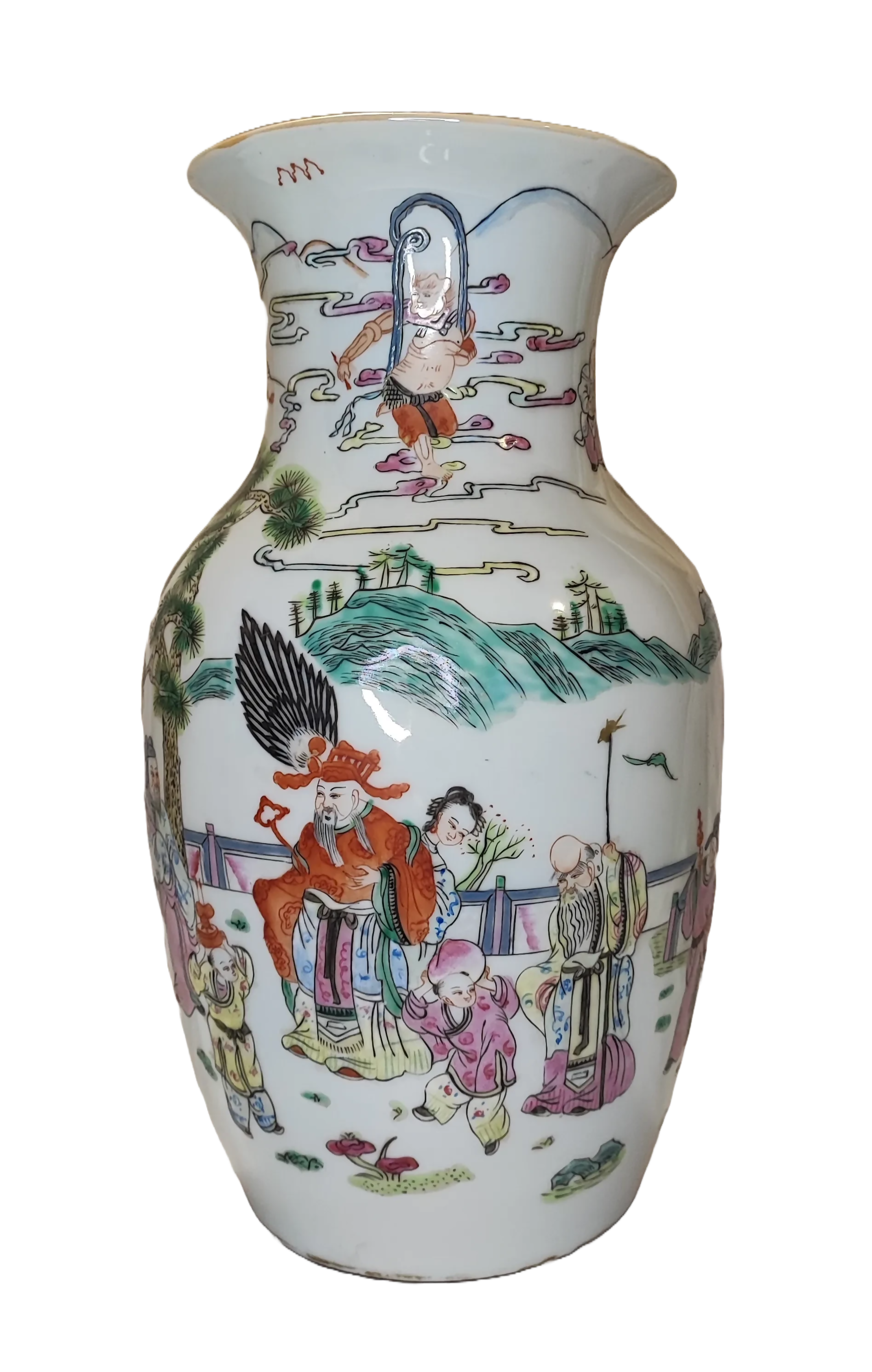 Vaso a pennello in porcellana cinese famille rose TONGZHI