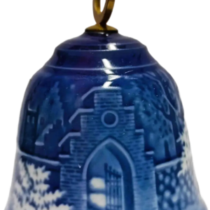 Campanella di Natale 1986 Bing & Grøndahl - Bianco Natal, Notte d'Amor - Edvard Jensen - Bianco; Blu; Oro