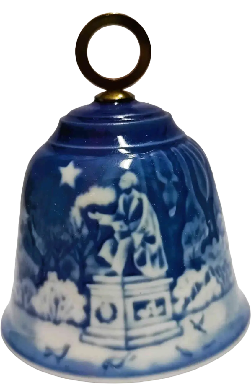 Campanella di Natale 1988 Bing & Grøndahl - Nel Giardino del Re - Edvard Jensen - Bianco; Blu; Oro