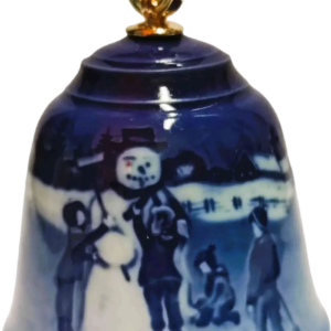 Campanella di Natale 2003 Bing & Grøndahl - Pupazzo di Neve - Jørgen Nielsen - Bianco; Blu; Oro