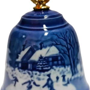 Campanella di Natale 2010 Bing & Grøndahl - Pattinaggio sul Lago Ghiacciato - Jørgen Nielsen - Bianco; Blu; Oro