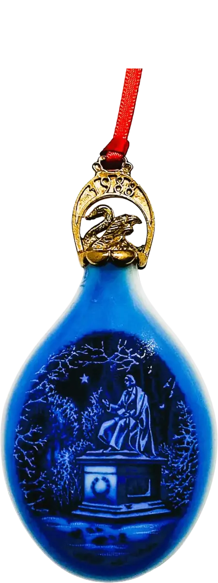 Goccia di Natale 1988 Bing & Grøndahl - Nel Giardino del Re - Edvard Jensen - Bianco; Blu; Oro