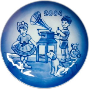 Piatto del Bambino 2004 Bing & Grøndahl - 13 cm - Lezione di danza - Sven Vestergaard - Blu; Bianco