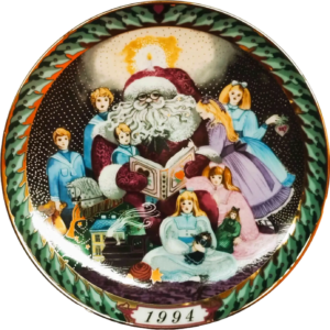 Il Piatto di Santa Claus 1994 Bing & Grøndahl - 20 cm - Racconti di Natale - Hans Henrik Hansen - Multicolore; Oro