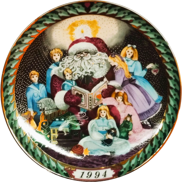 Piatto di Natale Bing & Grøndahl 1994 Santa Claus Collection in porcellana decorata firmato Hans Henrik Hansen