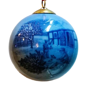 Ornamento Natalizio 2007 Bing & Grøndahl 6 cm - Natale a Nyhavn - Sven Vestergaard - Bianco; Blu; Oro