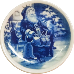 Placchetta di Natale 2001 Bing & Grøndahl - 8 cm - Babbo Natale - Jørgen Nielsen - Blu; Bianco