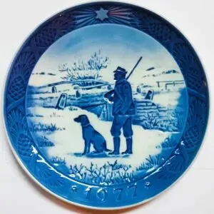 Piatto di Natale 1977 Royal Copenhagen - 18 cm - Ponte di Immervad - Kaj Lange - Blu; Bianco