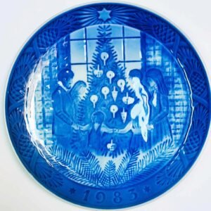 Piatto di Natale 1983 Royal Copenhagen - 18 cm - Buon Natale - Kaj Lange - Blu; Bianco