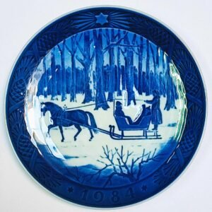 Piatto di Natale 1984 Royal Copenhagen - 18 cm - Jingle Bells - Kaj Lange - Blu; Bianco