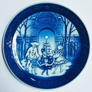 Piatto di Natale 1990 Royal Copenhagen - 18 cm - Natale a Tivoli - Sven Vestergaard - Blu; Bianco