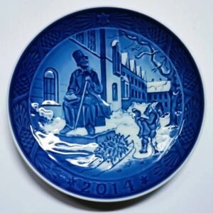 Piatto di Natale 2014 Royal Copenhagen - 18 cm - Hans Christian Andersen - Sven Vestergaard - Blu; Bianco