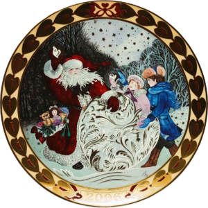 Cuori di Natale 2006 Royal Copenhagen - 26 cm - Cuori di neve - Hans Henrik Hansen - Multicolore; Oro