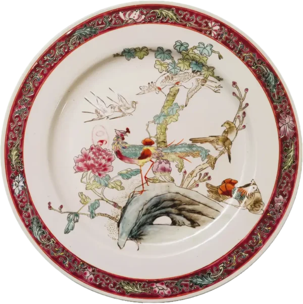Piatto decorativo in porcellana cinese Jingdezhen – Uccelli e fiori