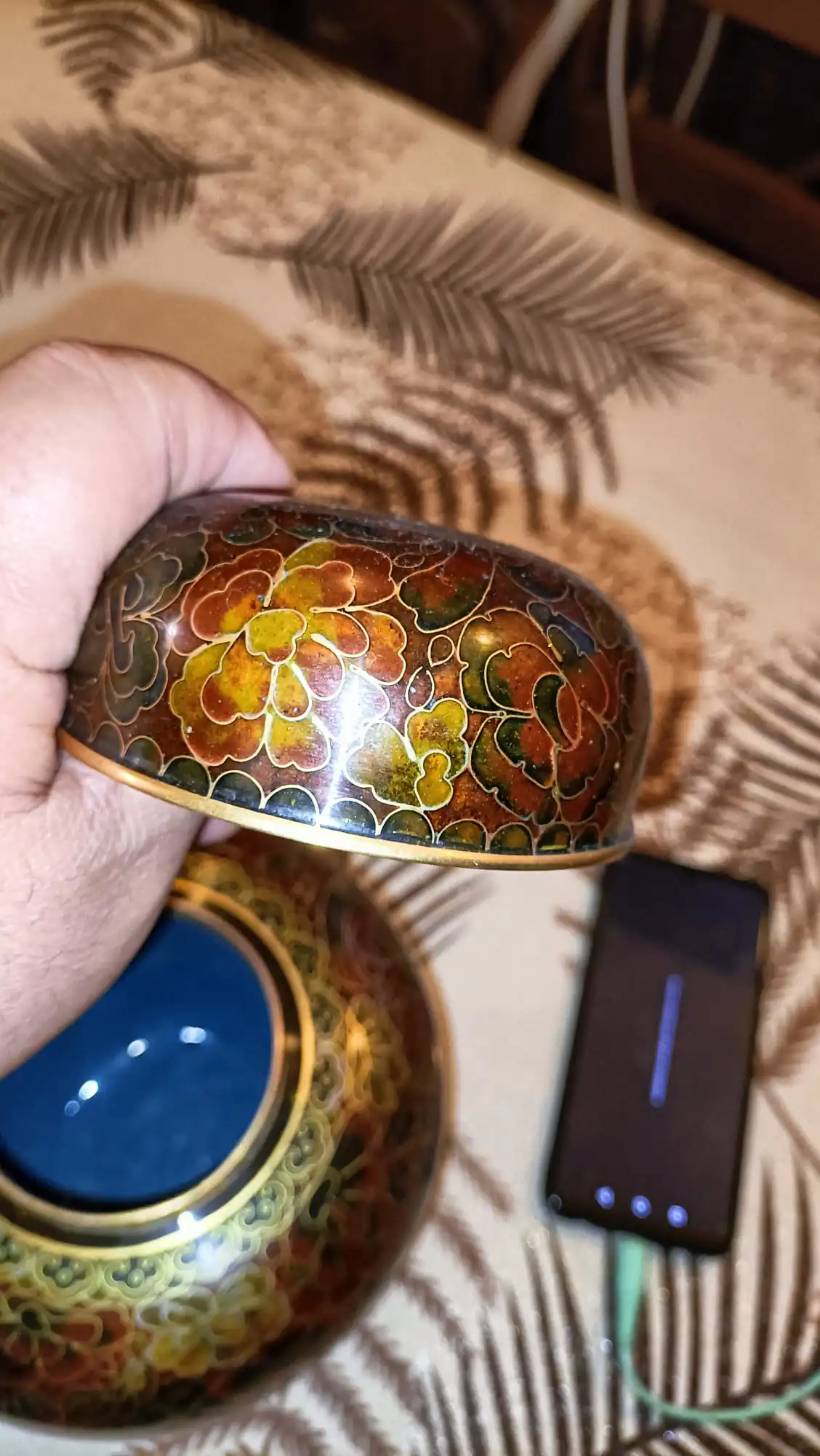 Vaso • Fiori • Millefiori - In Smalto Marrone • Cloisonne • Ginger Jar (Coppia) - immagine 5