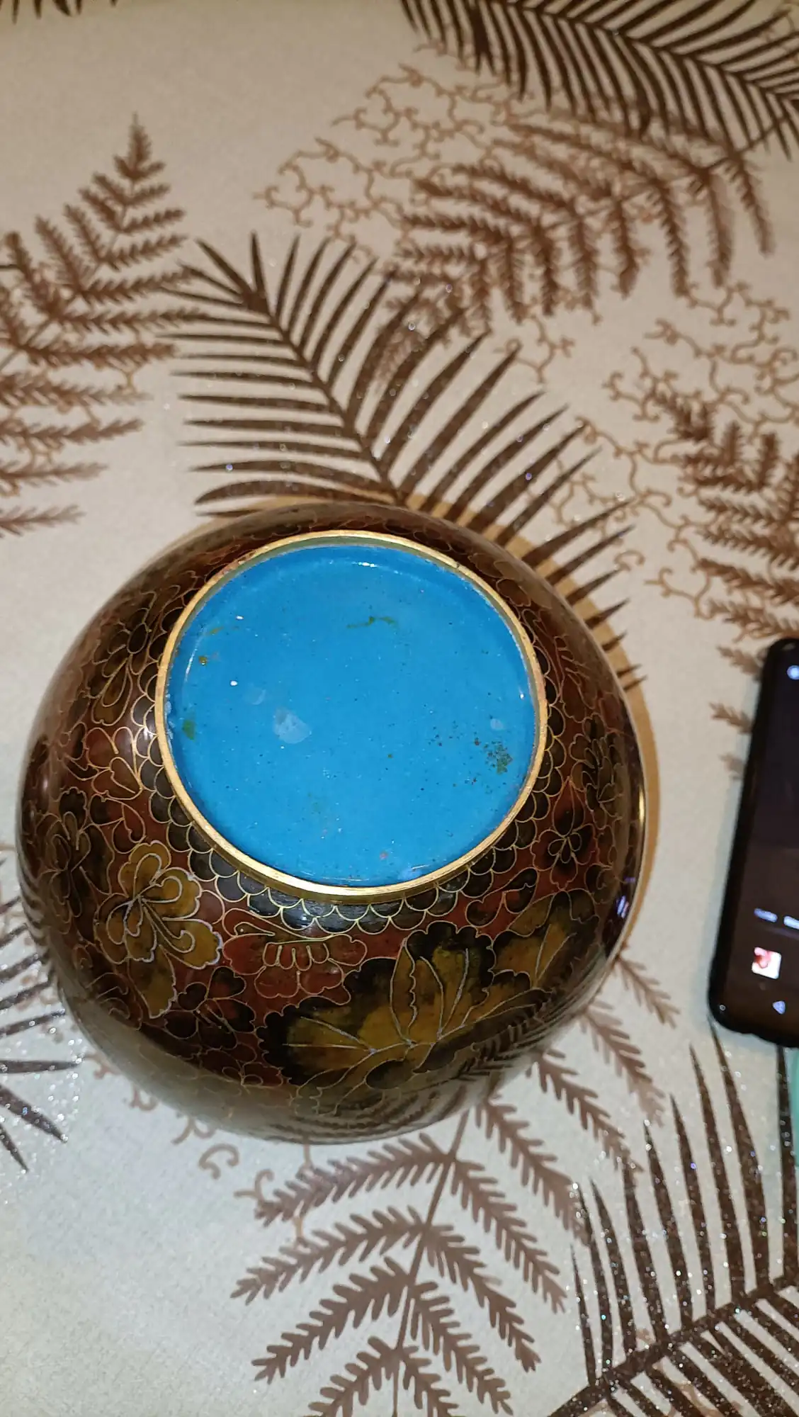 Vaso • Fiori • Millefiori - In Smalto Marrone • Cloisonne • Ginger Jar (Coppia) - immagine 6
