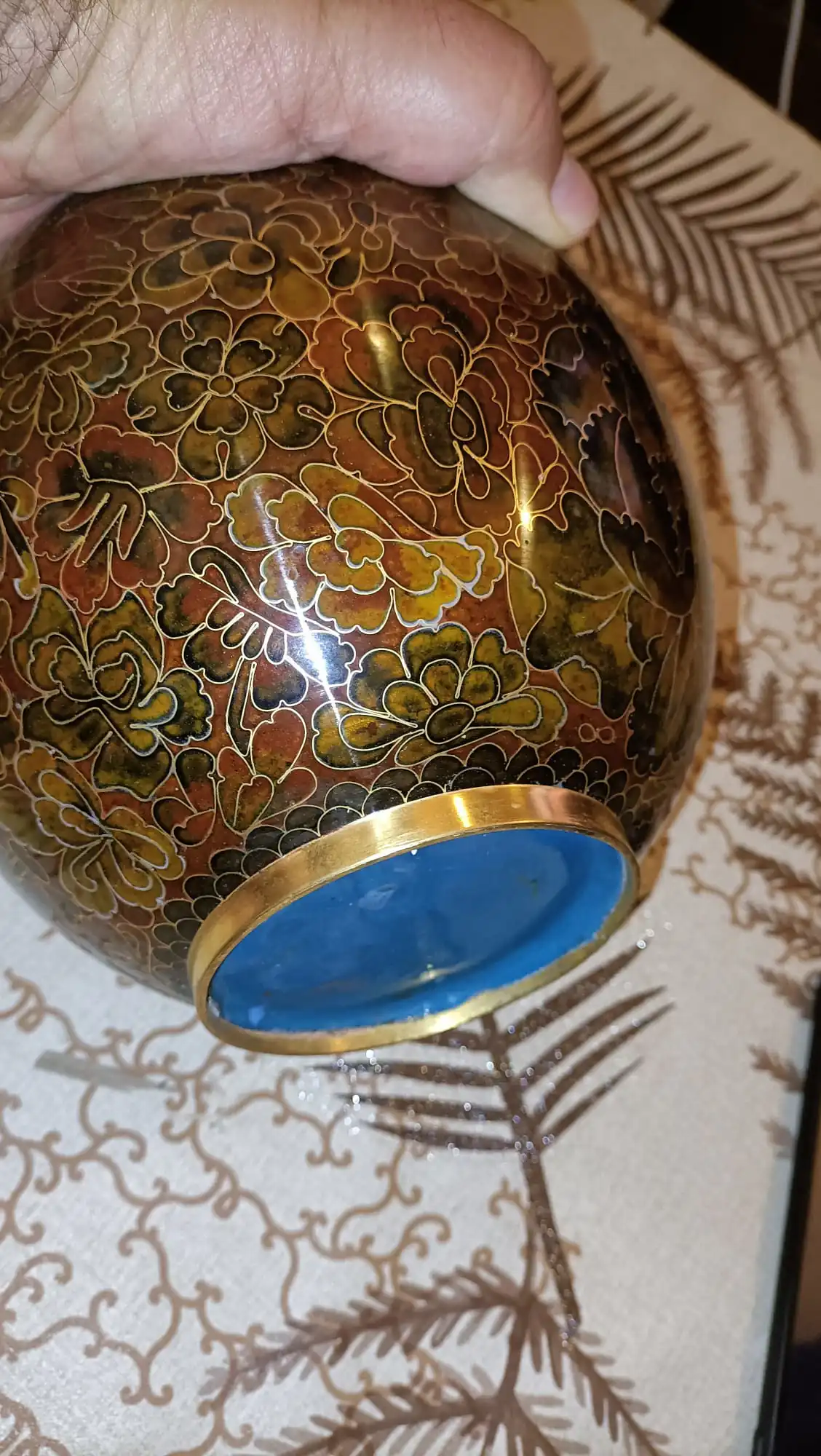 Vaso • Fiori • Millefiori - In Smalto Marrone • Cloisonne • Ginger Jar (Coppia) - immagine 7