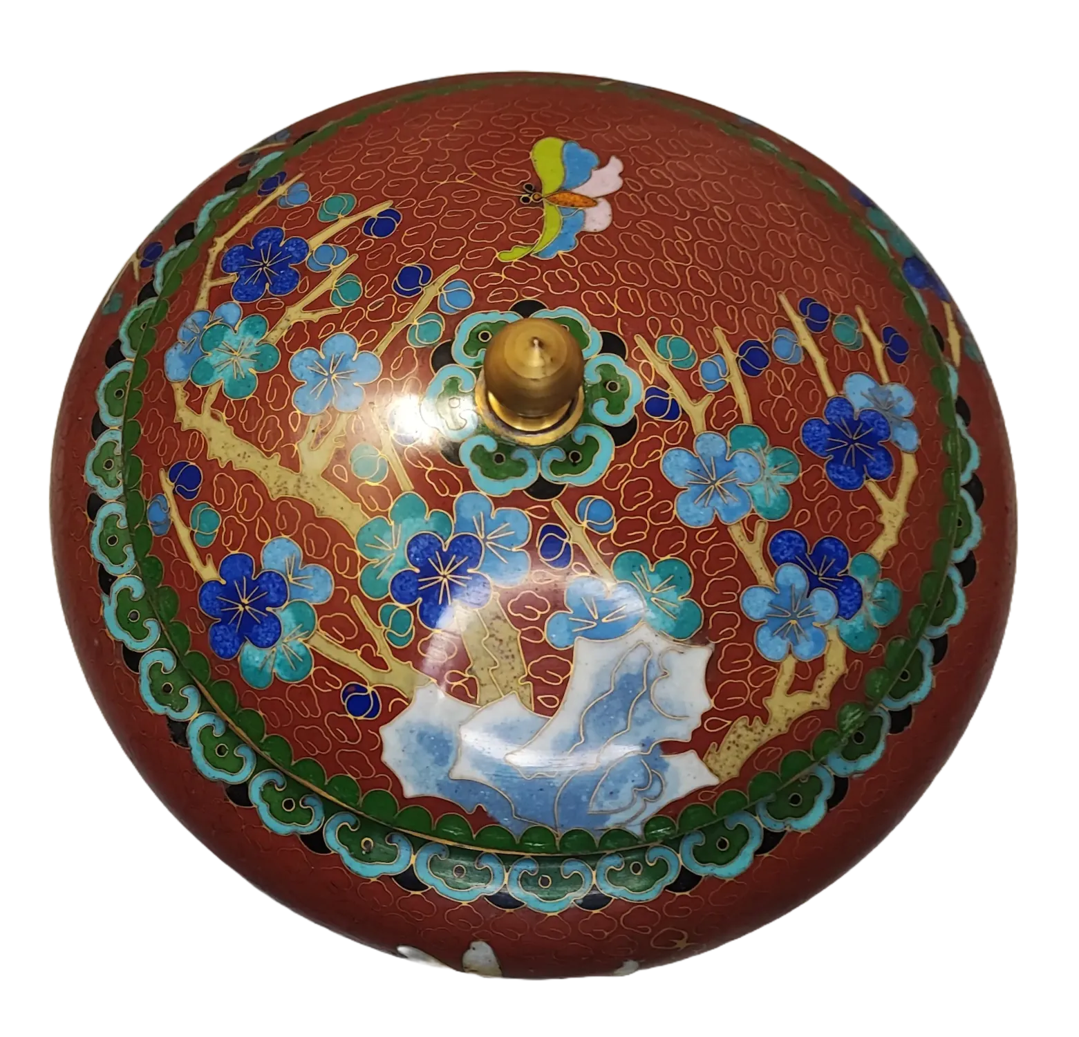 Vaso • Fiori e Peonie in Smalto Rosso • Cloisonnè - immagine 6